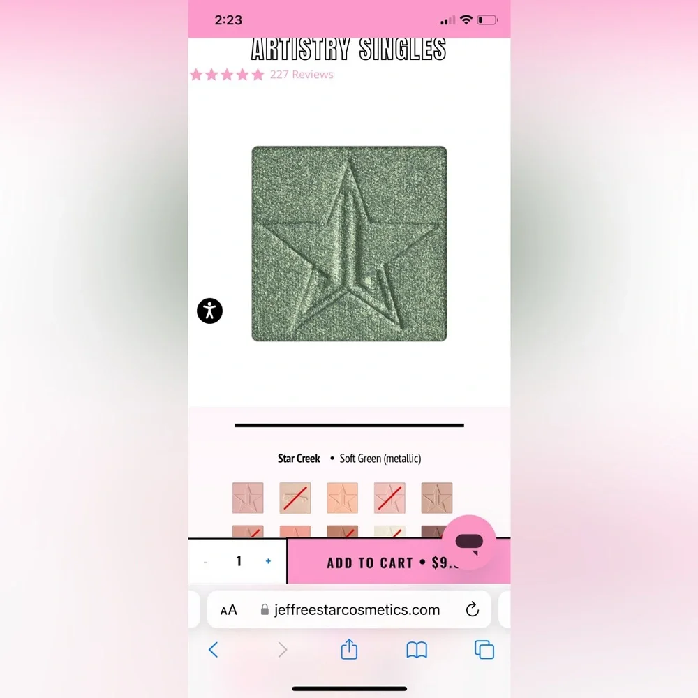 Jeffree Star single eyeshadows set of 5